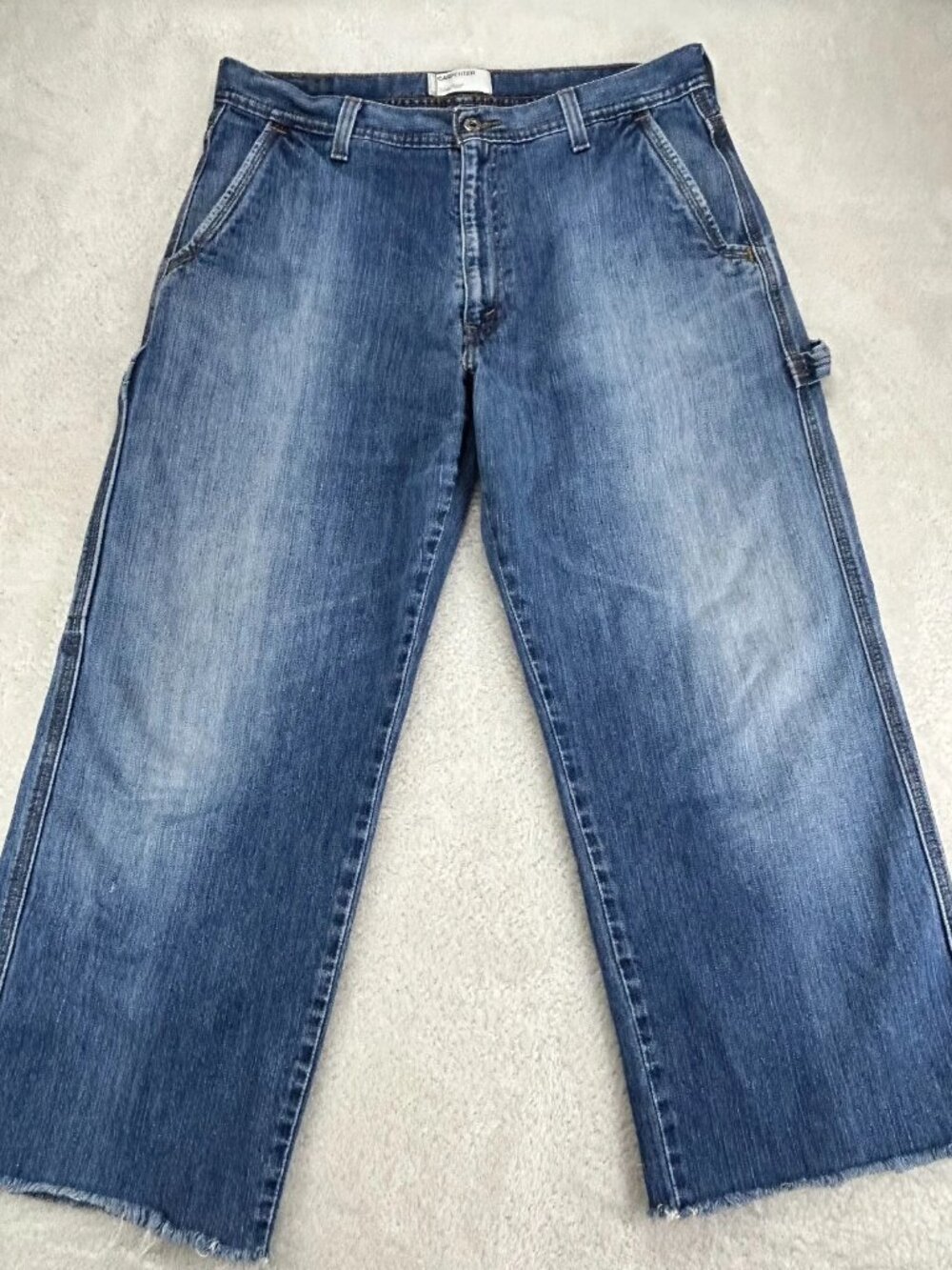 Vintage Levi's SilverTab Carpenter Jeans Mens 36x26 Blue Denim Cropped Raw Hem